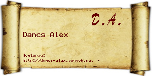 Dancs Alex névjegykártya