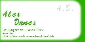 alex dancs business card